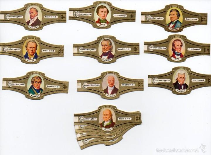 Vitolas de colecci&oacute;n: Vitolas Serie Washington, Presidentes de E.E.U.U. Dorada, Variedad. 20 vitolas