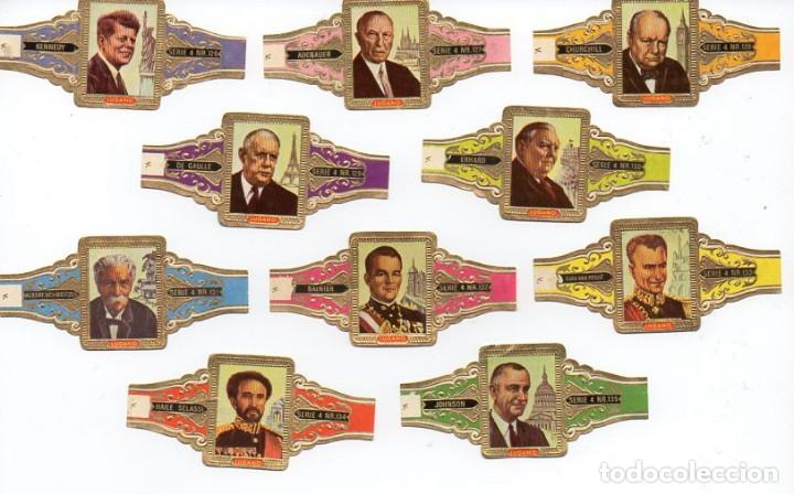Vitolas de colecci&oacute;n: Vitolas. Serie completa Lugano - Pol&iacute;ticos, serie 4, 10 vitolas