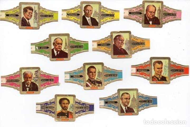 Vitolas de colecci&oacute;n: Vitolas. Serie completa Lugano - Pol&iacute;ticos, serie 6, 10 vitolas