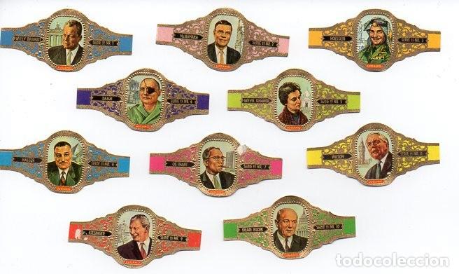 Vitolas de colecci&oacute;n: Vitolas. Serie completa Lugano - Pol&iacute;ticos, serie 11, 10 vitolas