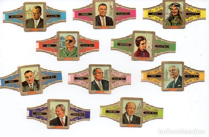 Vitolas de colecci&oacute;n: Vitolas. Serie completa Lugano - Pol&iacute;ticos, serie 12, 10 vitolas
