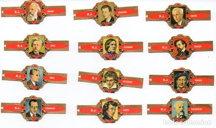 Vitolas de colecci&oacute;n: Vitolas, Serie completa marca Rokende Jan - Compositores, 12 vitolas