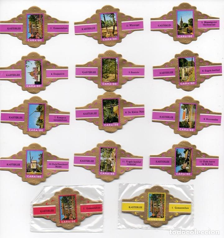 Vitolas de colecci&oacute;n: Vitolas. Serie completa Caraibe - Vistas de Kasterlee, serie 8, morado, 12 vitolas.