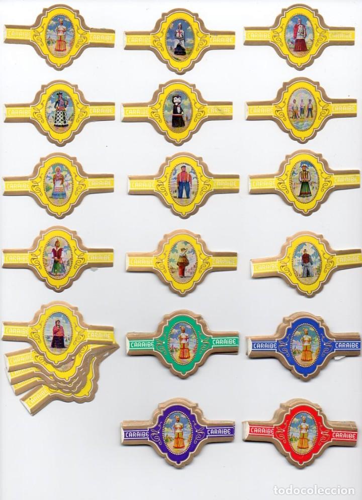 Vitolas de colecci&oacute;n: Serie completa Caraibe - Gigantes de Flandes, verde. 20 vitolas.