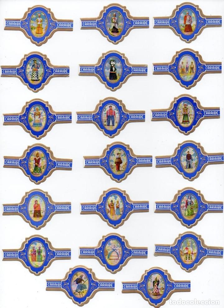 Vitolas de colecci&oacute;n: Serie completa Caraibe - Gigantes de Flandes, azul. 20 vitolas.