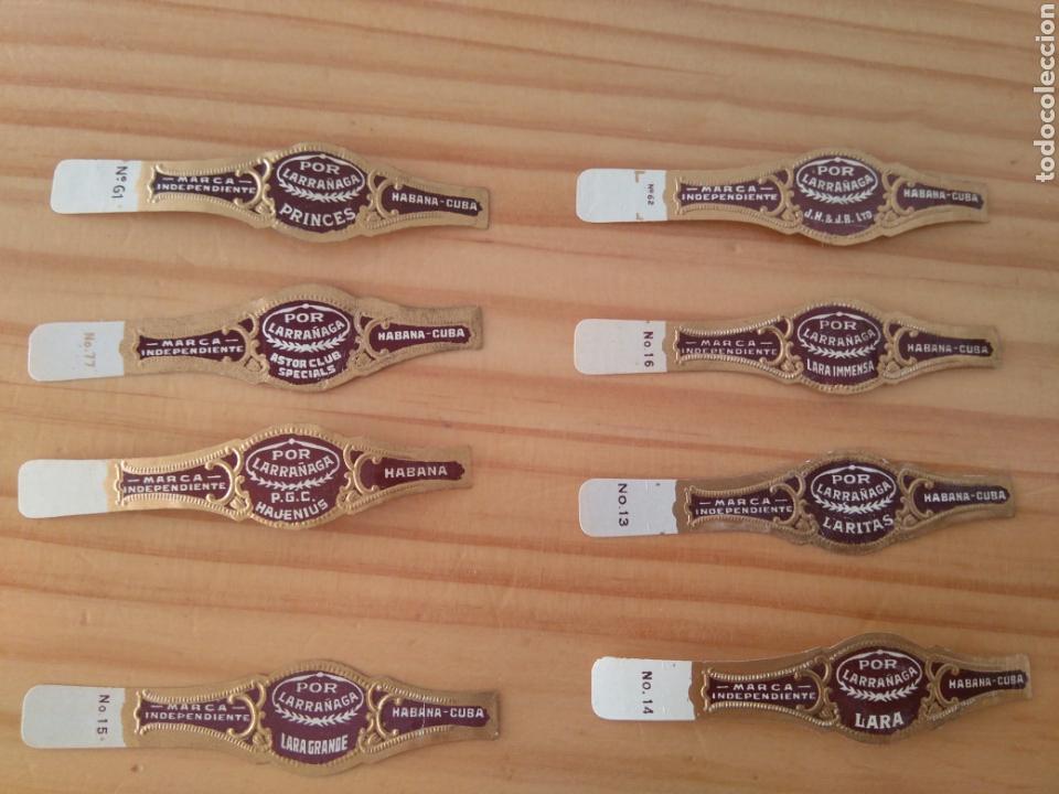 Vitolas de colecci&oacute;n: B- 8 vitolas anillas Por Larra&ntilde;aga.Laritas,Lara,Astor Club,Princes,Hajenius,JH & JB ltd, Habana Cuba