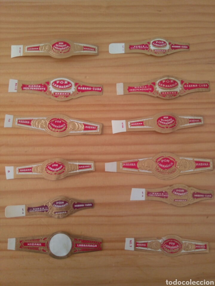 Vitolas de colecci&oacute;n: B- 12 vitolas vitola Por Larra&ntilde;aga. Habana Cuba. Anillas fumar