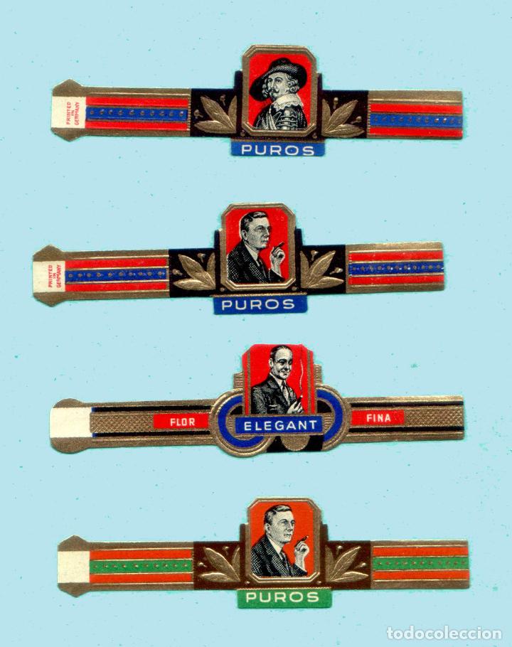 Vitolas de colecci&oacute;n: 4 Vitolas Antiguas - Tem&aacute;tica FUMADORES - PUROS - ELEGANT