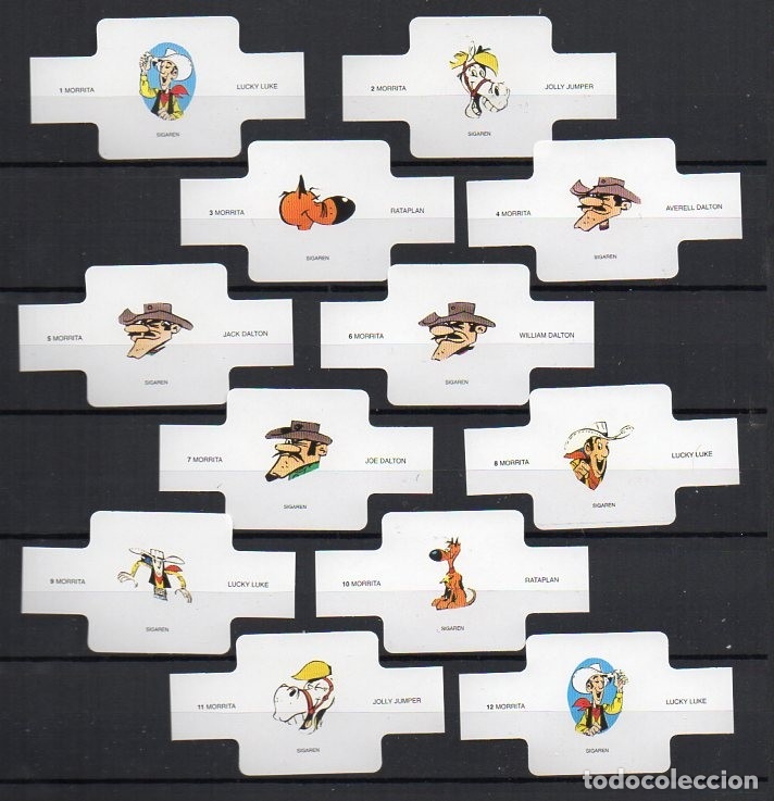 Vitolas de colecci&oacute;n: Vitolas. Serie Morrita, Lucky Luke, blanco. 12 vitolas.