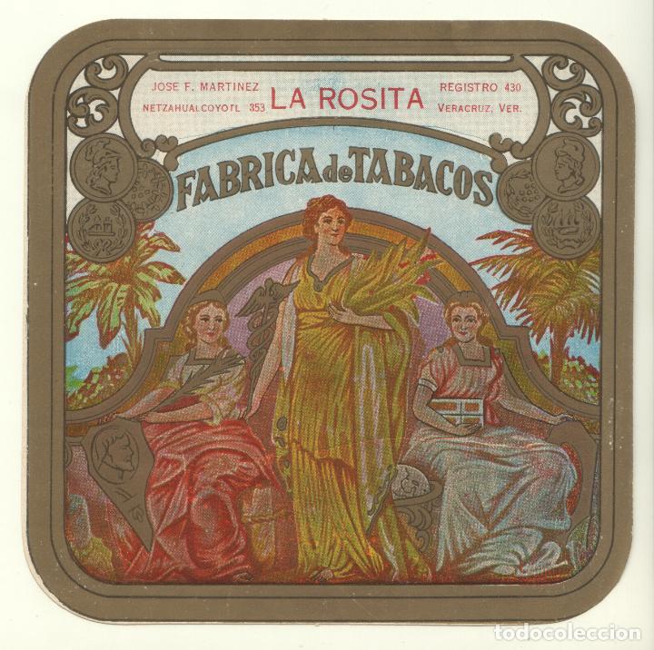 Vitolas de colecci&oacute;n: Etiqueta Litogr&aacute;fica de Caja de Cigarros Puros - Marca Mexicana Rosita # 1