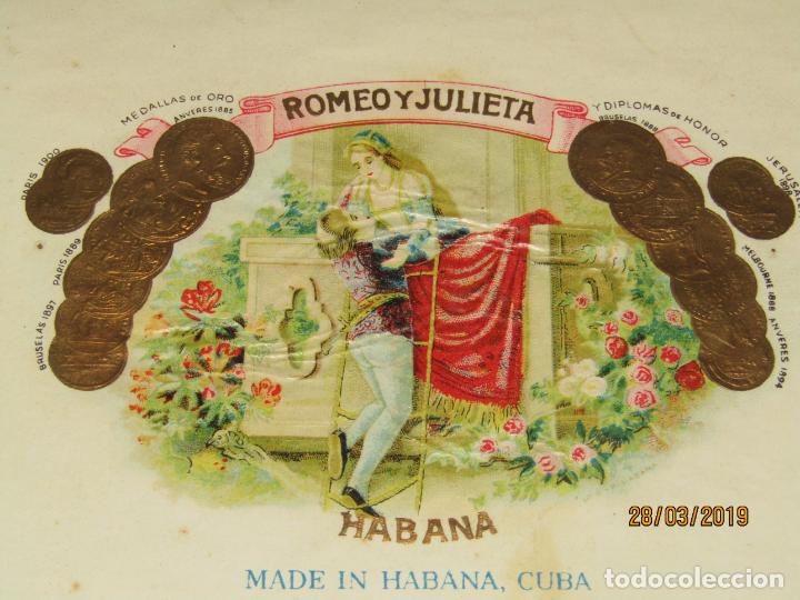 Vitolas de colecci&oacute;n: Habilitaci&oacute;n VISTA INTERIOR Tabacos Habana ROMEO Y JULIETA Litografiada y Dorada