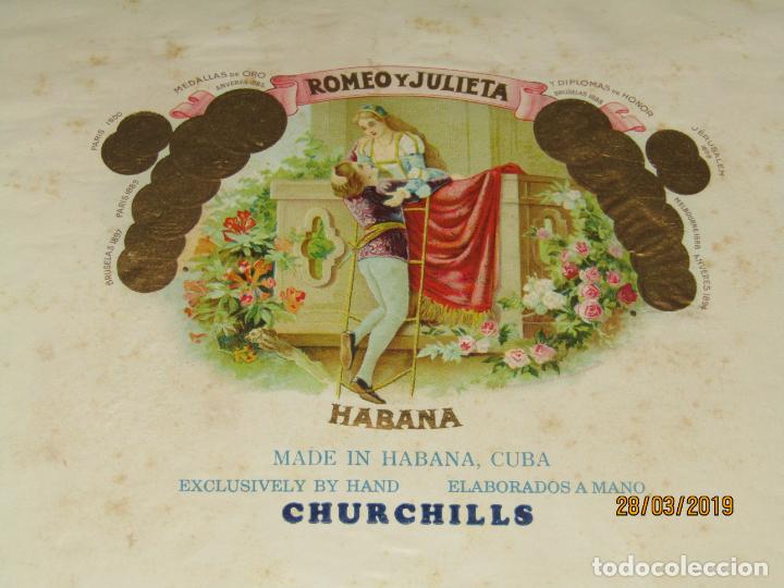 Vitolas de colecci&oacute;n: Habilitaci&oacute;n VISTA INTERIOR Tabacos Habana ROMEO Y JULIETA Litografiada y Dorada