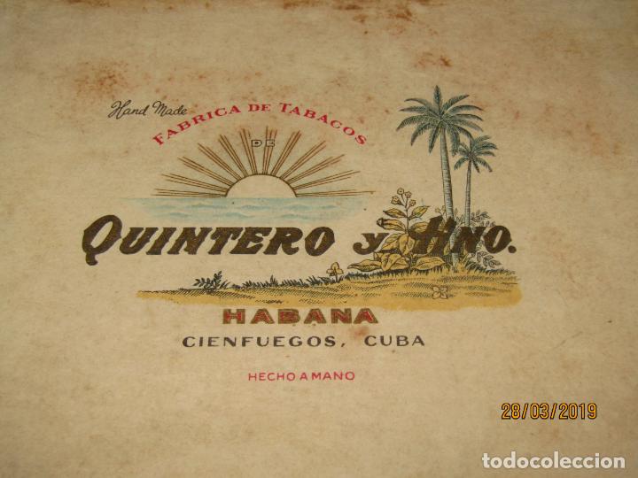 Vitolas de colecci&oacute;n: Habilitaci&oacute;n BOCET&Oacute;N Tabacos Habana Cuba QUINTERO y Hno. Litografiada y Dorada