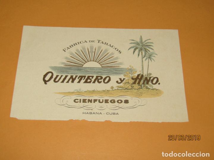 Vitolas de colecci&oacute;n: Habilitaci&oacute;n BOCET&Oacute;N Tabacos Habana Cuba QUINTERO y Hno. Litografiada y Dorada