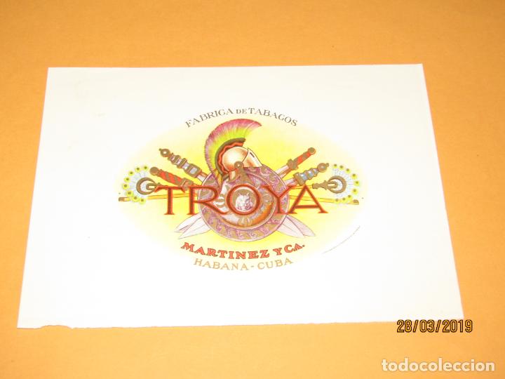 Vitolas de colecci&oacute;n: Habilitaci&oacute;n BOCET&Oacute;N Tabacos Habana Cuba TROYA Litografiada y Dorada