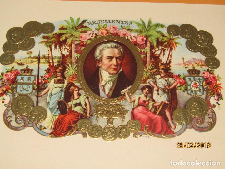 Vitolas de colecci&oacute;n: Habilitaci&oacute;n VISTA INTERIOR Tabacos Cuba Habana EXCELLENTES - Litografiada y Dorada