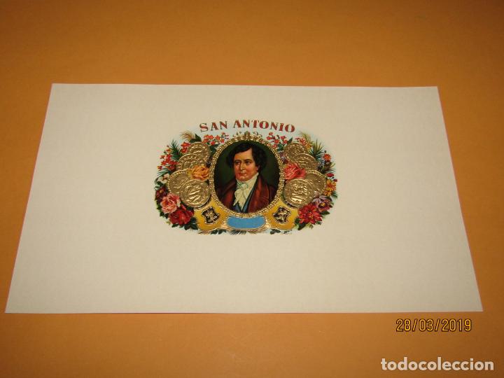 Vitolas de colecci&oacute;n: Habilitaci&oacute;n VISTA INTERIOR Tabacos Cuba Habana SAN ANTONIO - Litografiada y Dorada