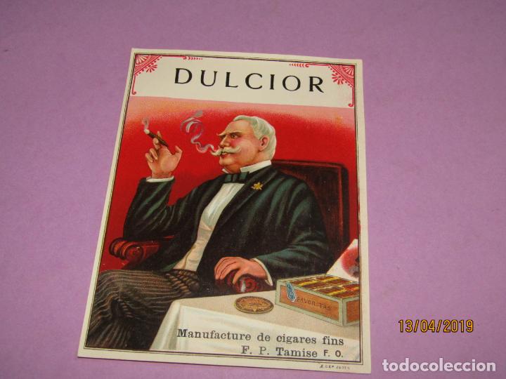 An&eacute;is de charuto de cole&ccedil;&atilde;o: Antigua Habilitaci&oacute;n PAPELETA de F&aacute;brica de Tabacos DULCIOR Litograf&iacute;a y Estampaci&oacute;n