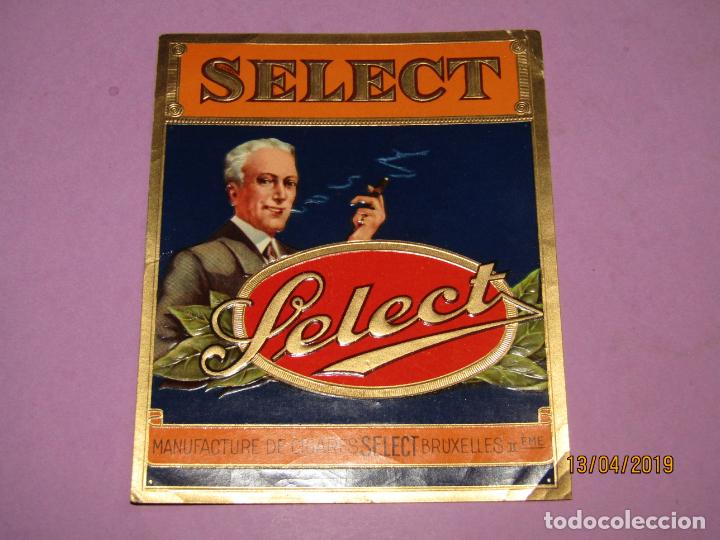 An&eacute;is de charuto de cole&ccedil;&atilde;o: Antigua Habilitaci&oacute;n PAPELETA de F&aacute;brica de Tabacos con SELECT Litograf&iacute;a Estampaci&oacute;n Oro