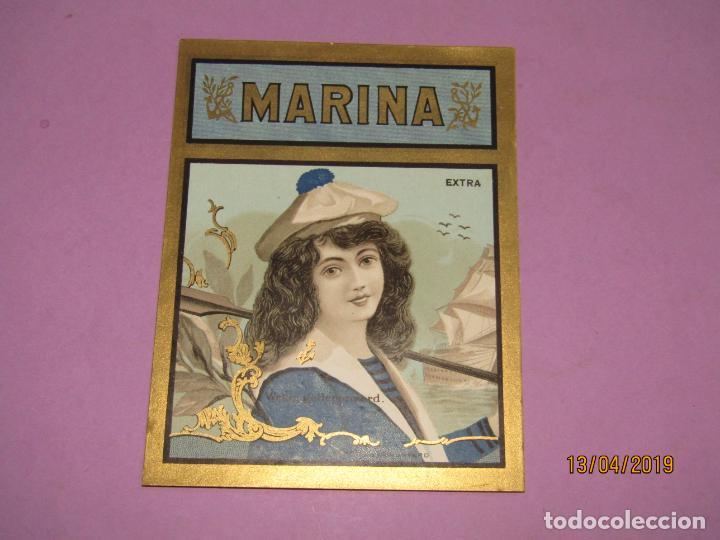 An&eacute;is de charuto de cole&ccedil;&atilde;o: Antigua Habilitaci&oacute;n PAPELETA de F&aacute;brica de Tabacos con MARINA Litograf&iacute;a Estampaci&oacute;n Oro