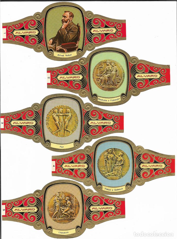 Vitolas de colecci&oacute;n: ALVARO - SERIE PREMIOS NOBEL (MEDALLAS) - SERIE COMPLETA 5 VITOLAS GRANDES