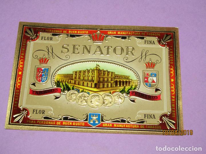Vitolas de colecci&oacute;n: Antigua Litograf&iacute;a Habilitaci&oacute;n PAPELETA F&aacute;brica Tabacos Cuba Habana con SENATOR Estampados Oro