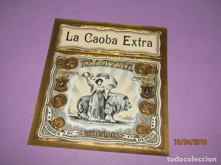 Vitolas de colecci&oacute;n: Antigua Litograf&iacute;a Habilitaci&oacute;n PAPELETA F&aacute;brica Tabacos Cuba Habana con LA CAOBA Estampados Oro