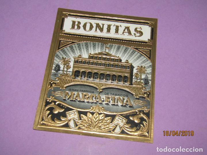 Vitolas de colecci&oacute;n: Antigua Litograf&iacute;a Habilitaci&oacute;n PAPELETA F&aacute;brica Tabacos Cuba Habana con BONITAS Estampados en Oro