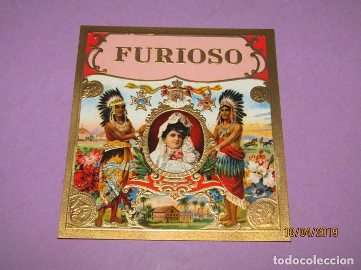 Vitolas de colecci&oacute;n: Antigua Litograf&iacute;a Habilitaci&oacute;n PAPELETA F&aacute;brica Tabacos Cuba Habana con FURIOSO Estampados en Oro