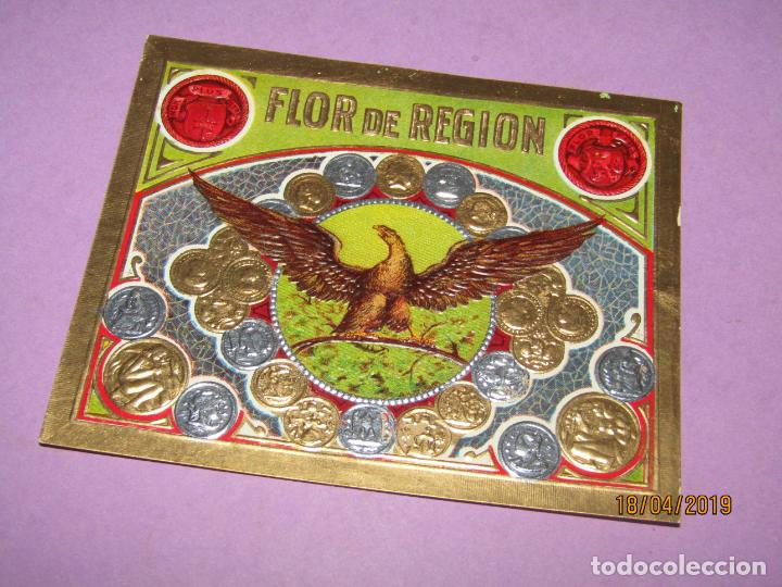 Vitolas de colecci&oacute;n: Antigua Litograf&iacute;a Habilitaci&oacute;n PAPELETA F&aacute;brica Tabacos Cuba Habana FLOR DE REGIO Estampados en Oro