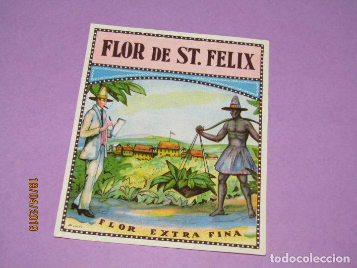 Vitolas de colecci&oacute;n: Antigua Litograf&iacute;a Habilitaci&oacute;n PAPELETA F&aacute;brica Tabacos Cuba Habana FLOR ST. FELIX Estampados y Oro