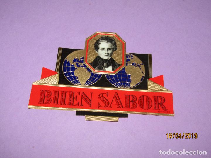 Collection cigar bands: Antigua Litograf&iacute;a Habilitaci&oacute;n PAPELETA F&aacute;brica Tabacos con BUEN SABOR Estampados y Oro
