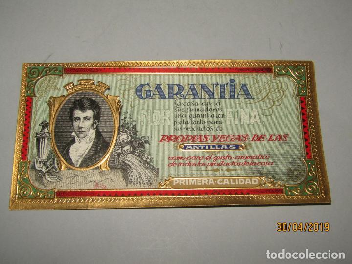Collection cigar bands: Antigua Habilitaci&oacute;n Garantia en Litograf&iacute;a de Tabacos con Estampados en Oro