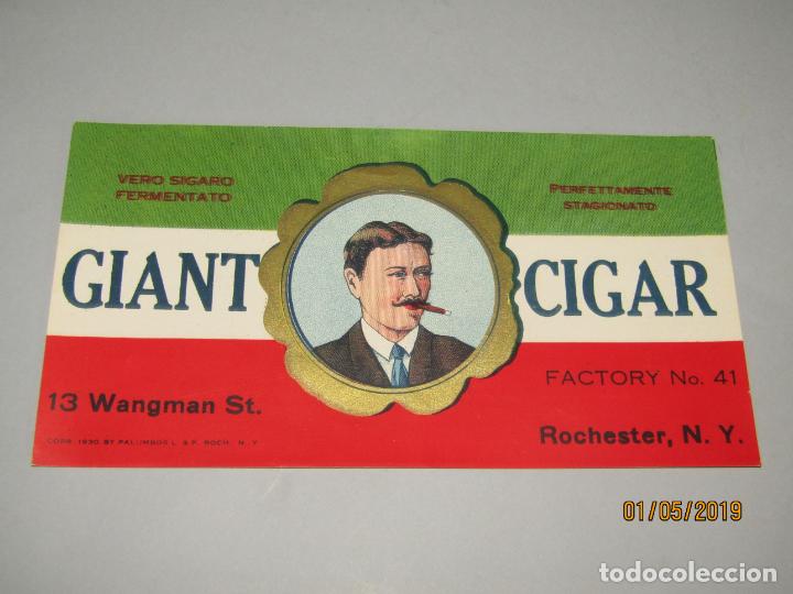 Bagues de cigare de collection: Antigua Habilitaci&oacute;n en Litograf&iacute;a Tabacos con GIANT CIGAR Estampados en Oro