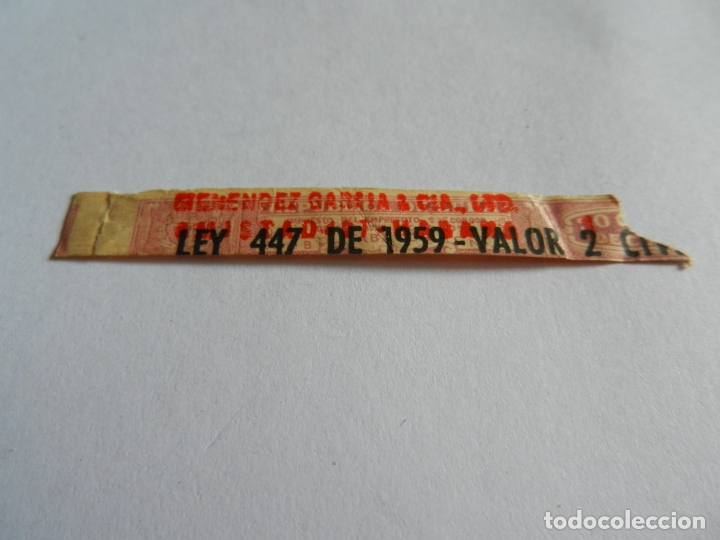 Vitolas de colecci&oacute;n: VITOLA MENENDEZ GARCIA & CIA - IMPUESTO 2 CM. 1959 - HABANA CUBA.