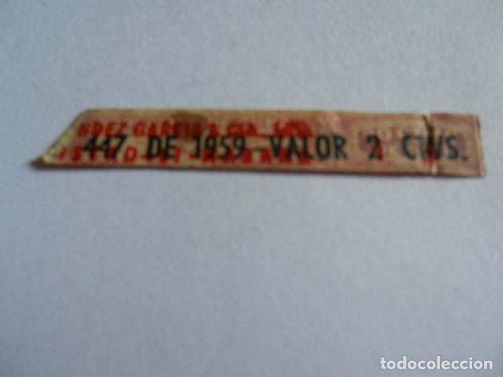 Vitolas de colecci&oacute;n: VITOLA MENENDEZ GARCIA & CIA - IMPUESTO 2 CM. 1959 - HABANA CUBA.