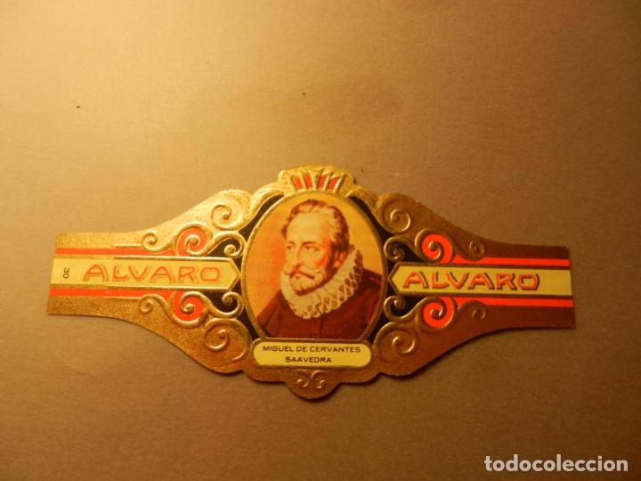 Vitolas de colecci&oacute;n: VITOLA DE PURO ALVARO SERIE LITERATOS MIGUEL DE CERVANTES SAAVEDRA.