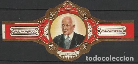 Vitolas de colecci&oacute;n: ALVARO.- ID 66-95.- Serie COMPOSITORES (Grecas Blancas) Vitola n&ordm; 17