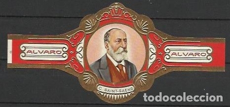 Vitolas de colecci&oacute;n: ALVARO.- ID 66-97.- Serie COMPOSITORES (Grecas Blancas) Vitola n&ordm; 22