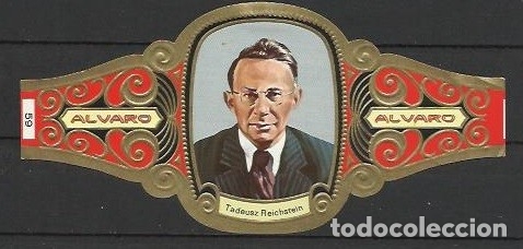 Vitolas de colecci&oacute;n: ALVARO.- ID 7-67.- Serie PREMIOS NOBEL DE MEDICINA.- VITOLA N&ordm; 59