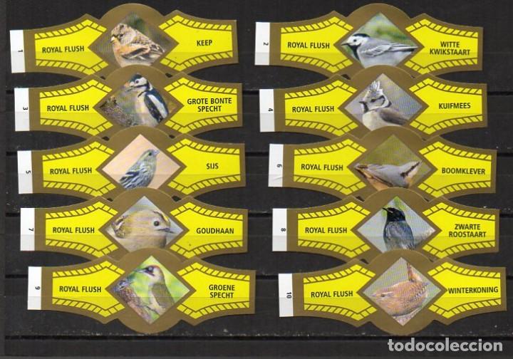 Vitolas de colecci&oacute;n: Vijosefa.Serie completa Royal Flush - Pajaros, 10 vitolas.