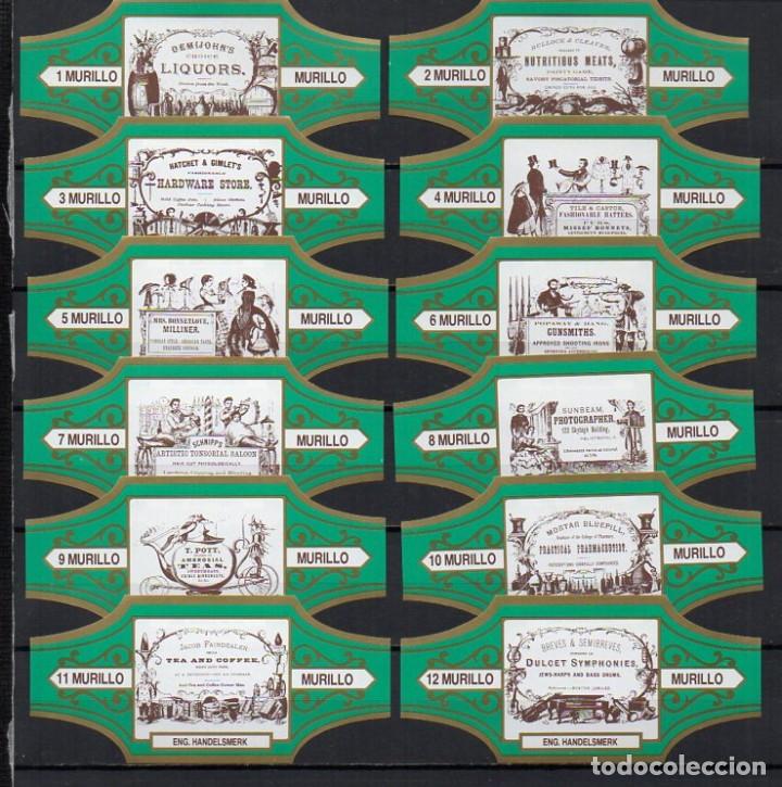 Vitolas de colecci&oacute;n: Vitolas. Serie Murillo - Marcas Inglesas, 12 vitolas.