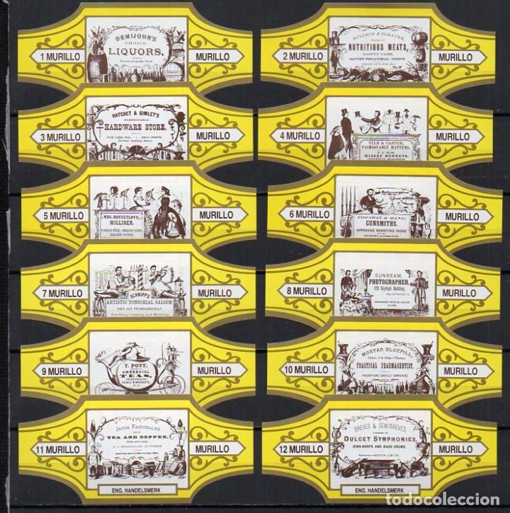 Vitolas de colecci&oacute;n: Vitolas. Serie Murillo - Marcas Inglesas, 12 vitolas.