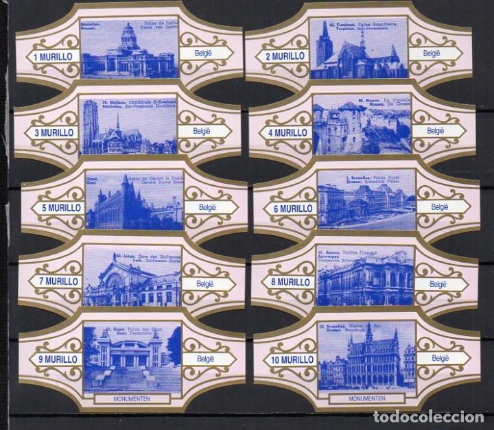 Vitolas de colecci&oacute;n: Vitolas. Serie Murillo - Monumentos de B&eacute;lgica. 10 vitolas.