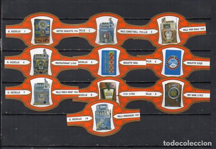 Vitolas de colecci&oacute;n: Vitolas, Serie Gezelle- M&aacute;quinas Tragaperras Antiguas, naranja y oro, 10 vitolas
