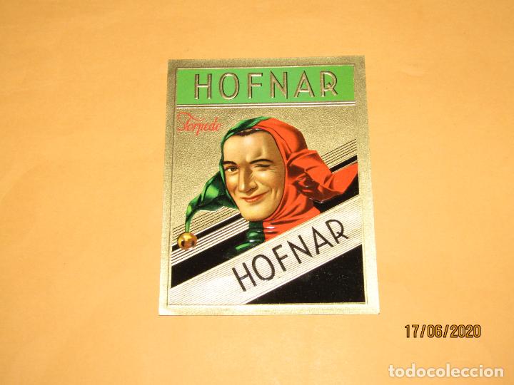 Vitolas de colecci&oacute;n: Antigua Habilitaci&oacute;n Papeleta de Cigarros Puros Torpedo de HOFNAR - Litografiada, Copada y Dorada