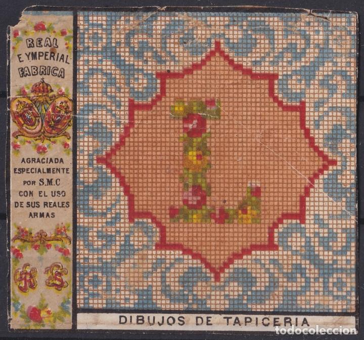 Vitolas de colecci&oacute;n: &rdquo;TAB-102 CUBA 1860-80 LABEL MARQUILLA SUSINI TABACO TOBACCO. SERIE DIBUJOS DE TAPICERIA. LETRA L.&rdquo;