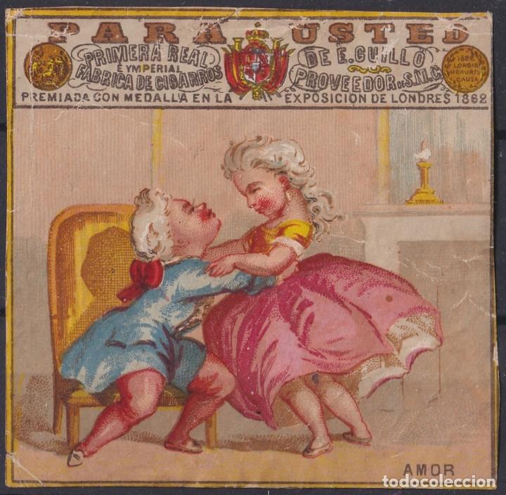 Vitolas de colecci&oacute;n: &rdquo;TAB-100 CUBA 1860-80 LABEL MARQUILLA E. GUILLO TABACO TOBACCO. SERIE JUEGOS INFANTILES. ESCENAS DE