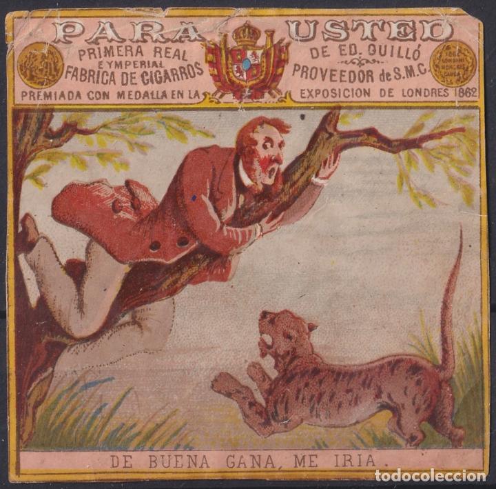 Vitolas de colecci&oacute;n: &rdquo;TAB-103 CUBA 1860-80 LABEL MARQUILLA E. GUILLO TABACO TOBACCO. SERIE EXTRANJEROS VISITAN. DE BUENA