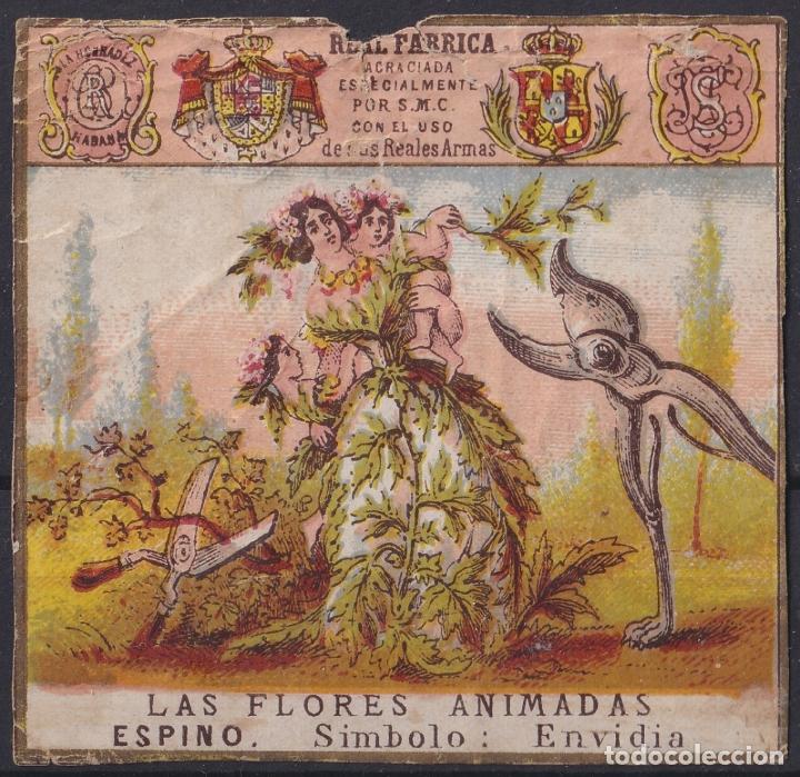 Vitolas de colecci&oacute;n: &rdquo;TAB-106 CUBA 1867 LABEL MARQUILLA SUSINI TABACO TOBACCO. SERIE FLORES ANIMADAS. ESPINO. SIMBOLO EN